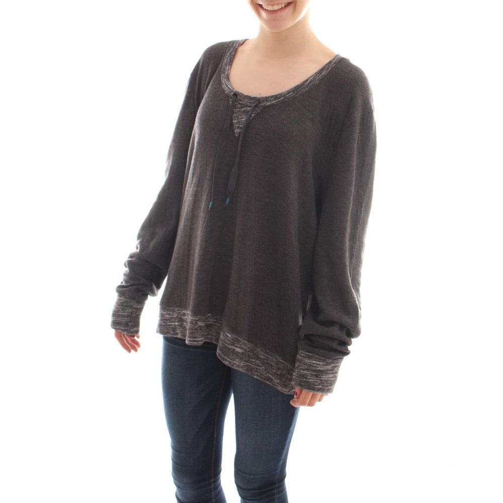 NEW Calvin Klein Soft Knit Top Gray with Contrast Trim XL